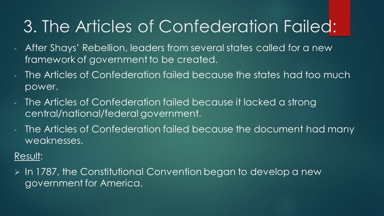 why did articles of confederation fail