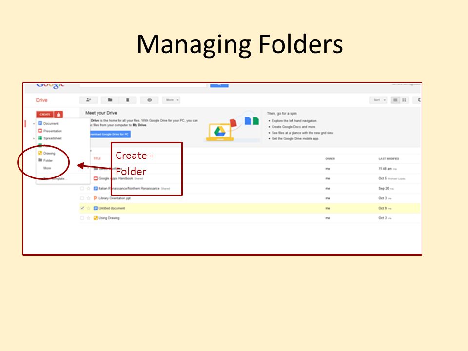 Managing Folders Create - Folder