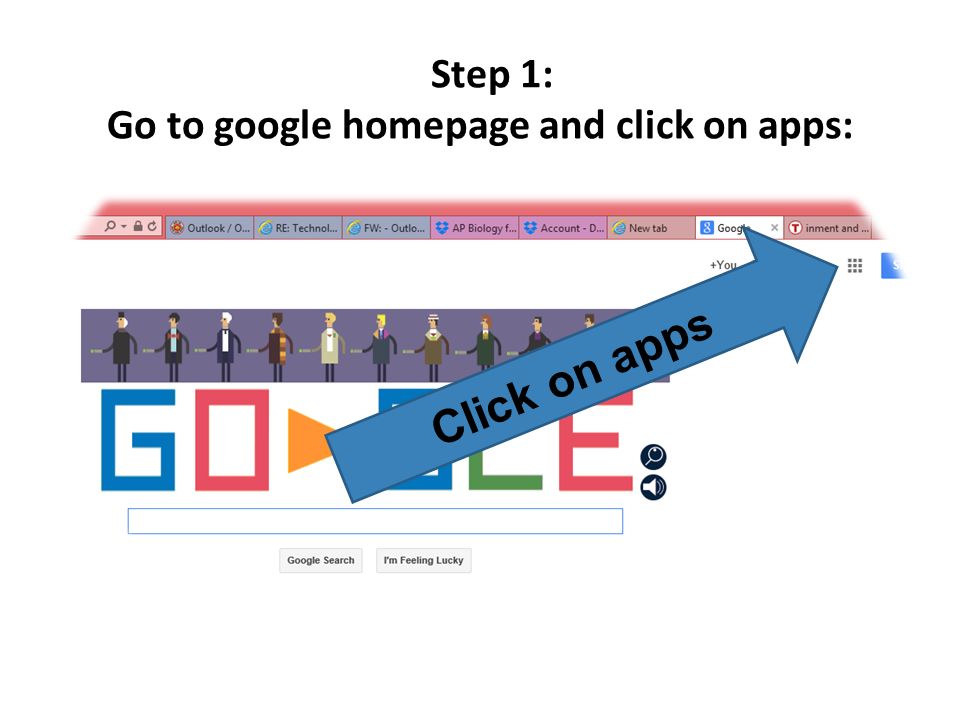 Step 1: Go to google homepage and click on apps: Click on apps