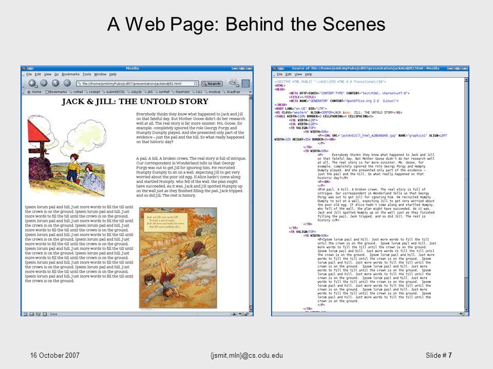 16 October Slide # 7 A Web Page: Behind the Scenes