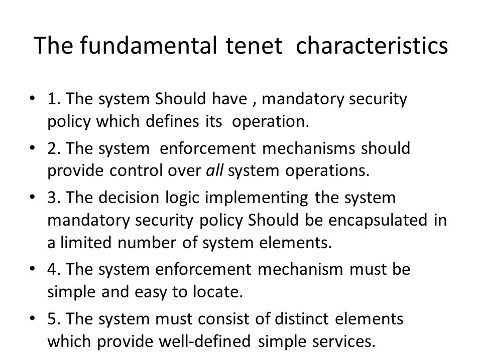 The fundamental tenet characteristics 1.