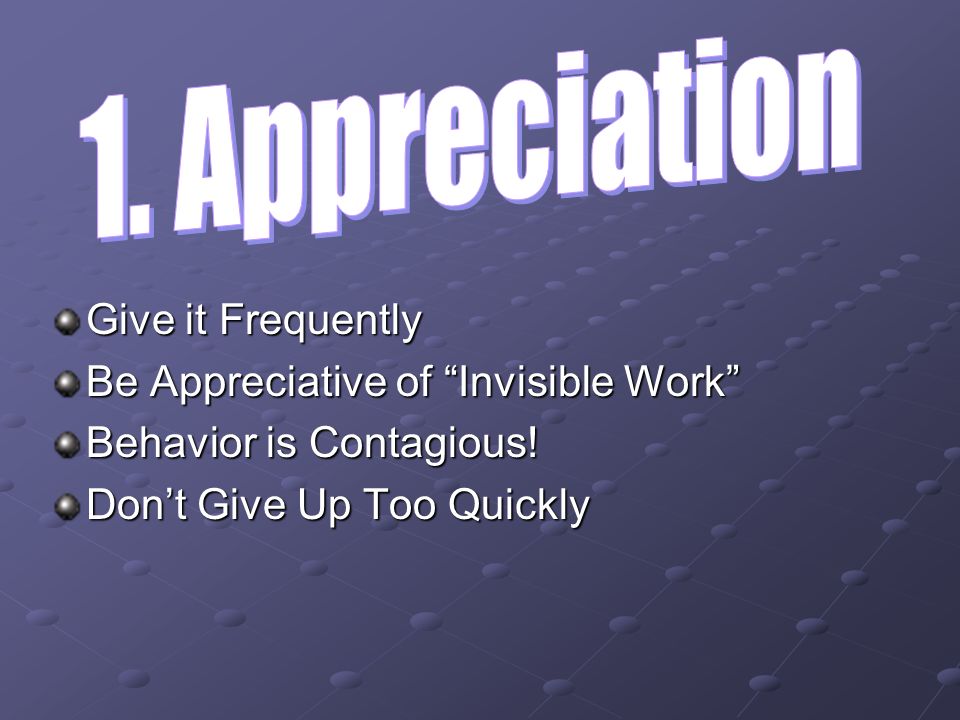 Give it Frequently Be Appreciative of Invisible Work Behavior is Contagious.