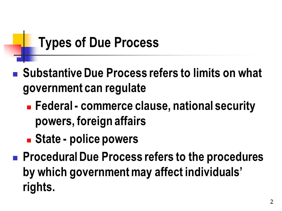 1 Chapter 4 Adjudications. 2 Types of Due Process Substantive Due 