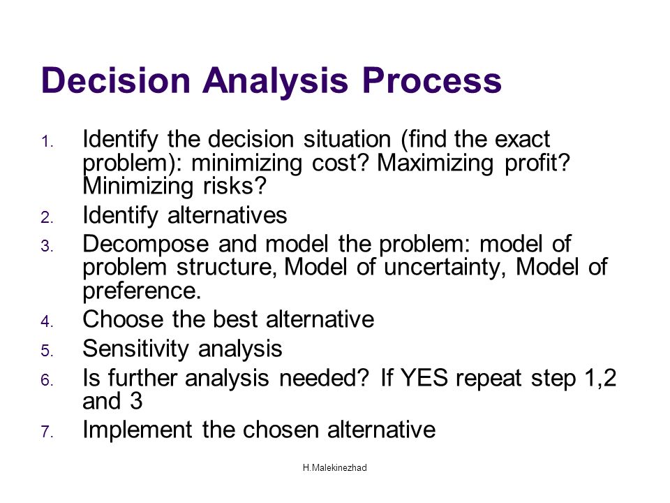 Decision Analysis Process 1.