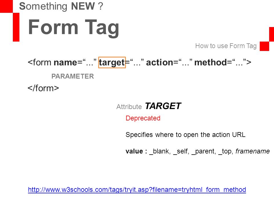 Url render. Html form tag. Атрибут Action тега form. Target атрибут. Target attribute blank.