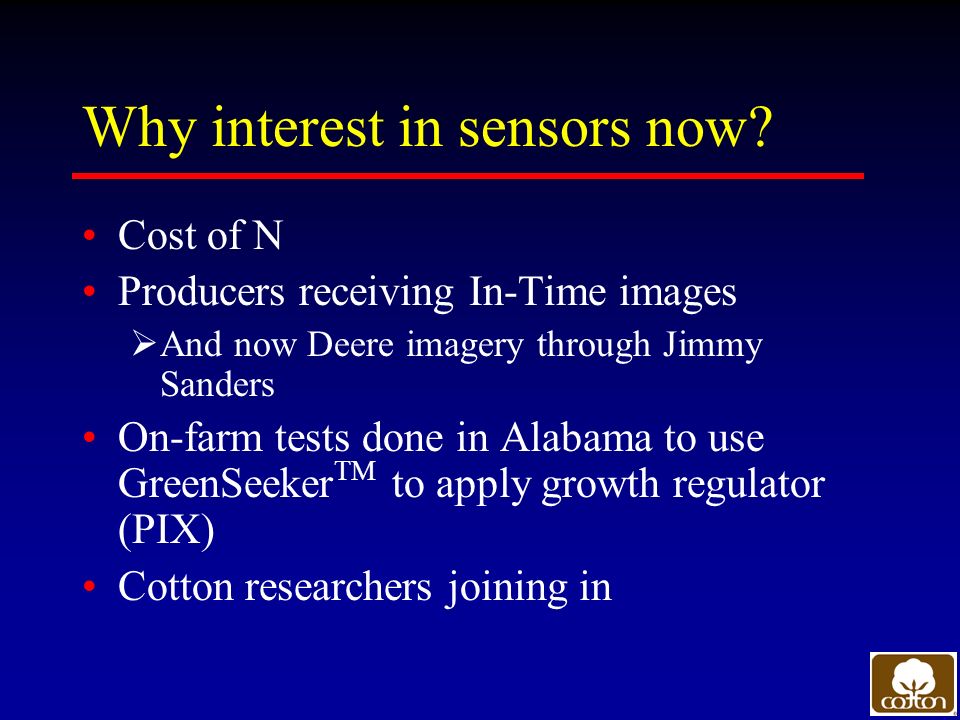 Why interest in sensors now.