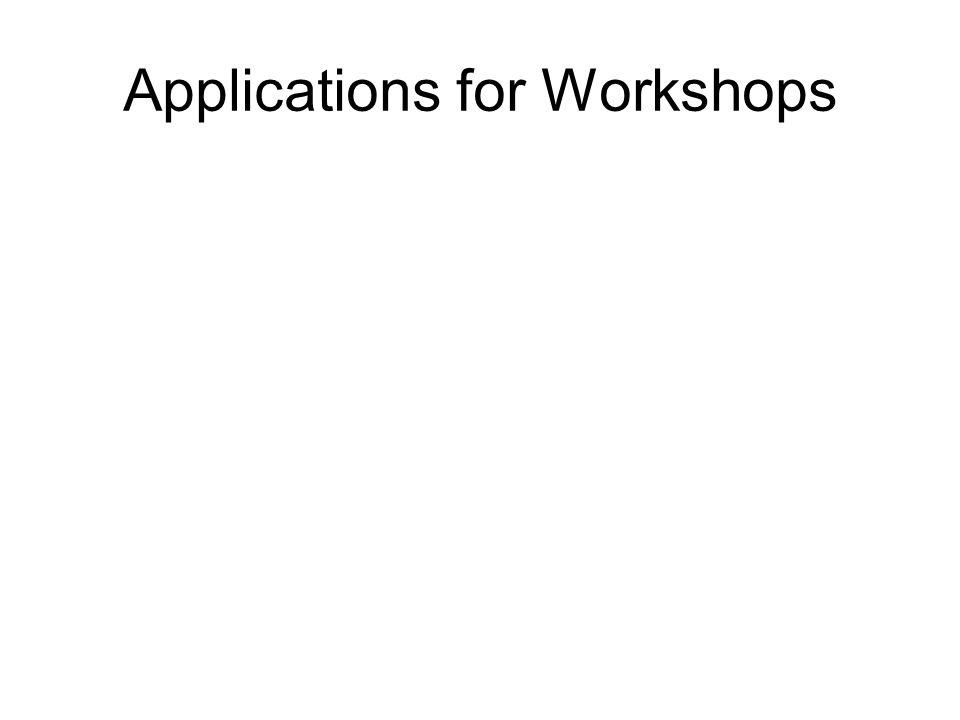 Applications for Workshops