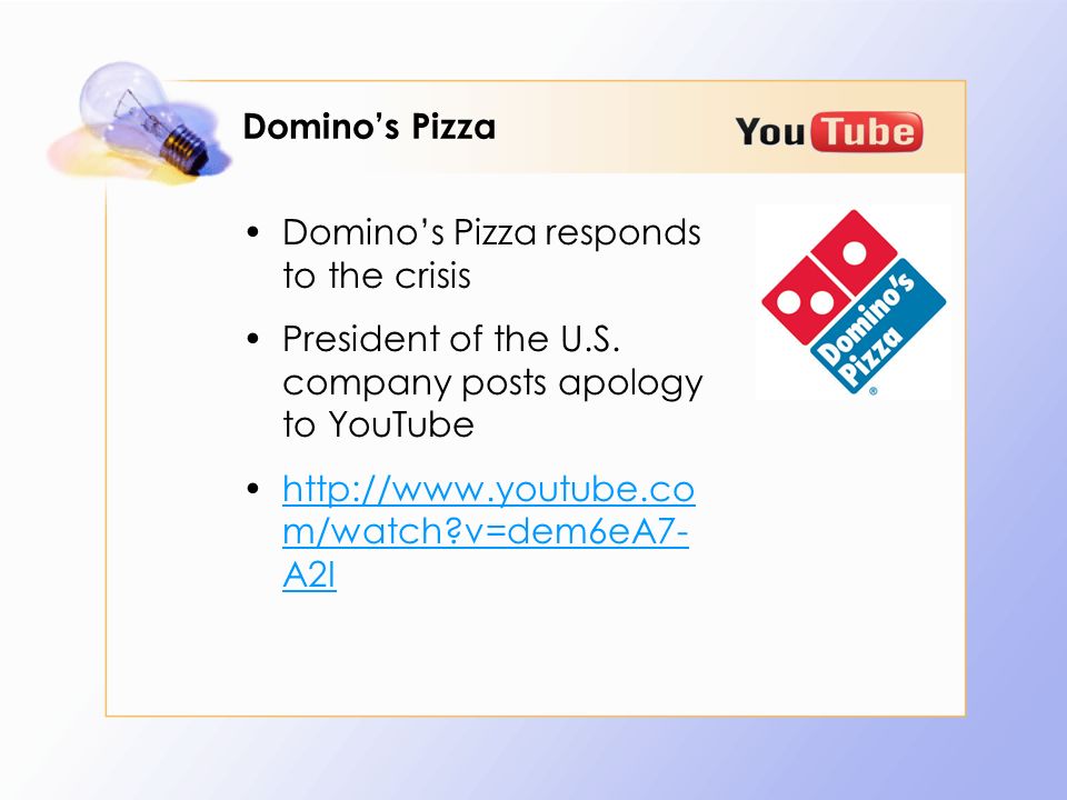 Domino’s Pizza Domino’s Pizza responds to the crisis President of the U.S.