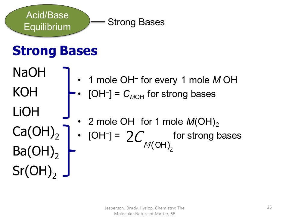 Acid/Base Equilibrium Strong Bases Jesperson, Brady, Hyslop.