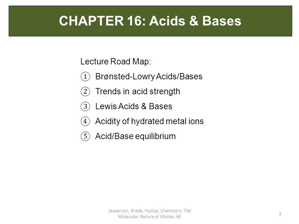CHAPTER 16: Acids & Bases Jesperson, Brady, Hyslop.