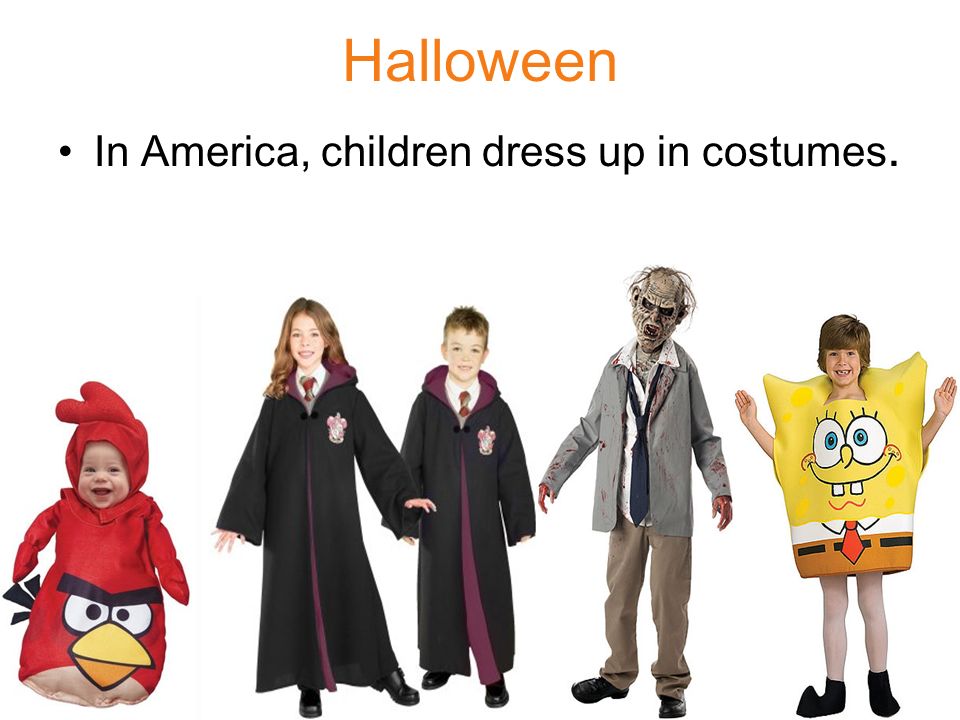 Halloween In America, children dress up in costumes.