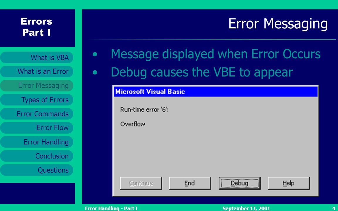 Show error messages