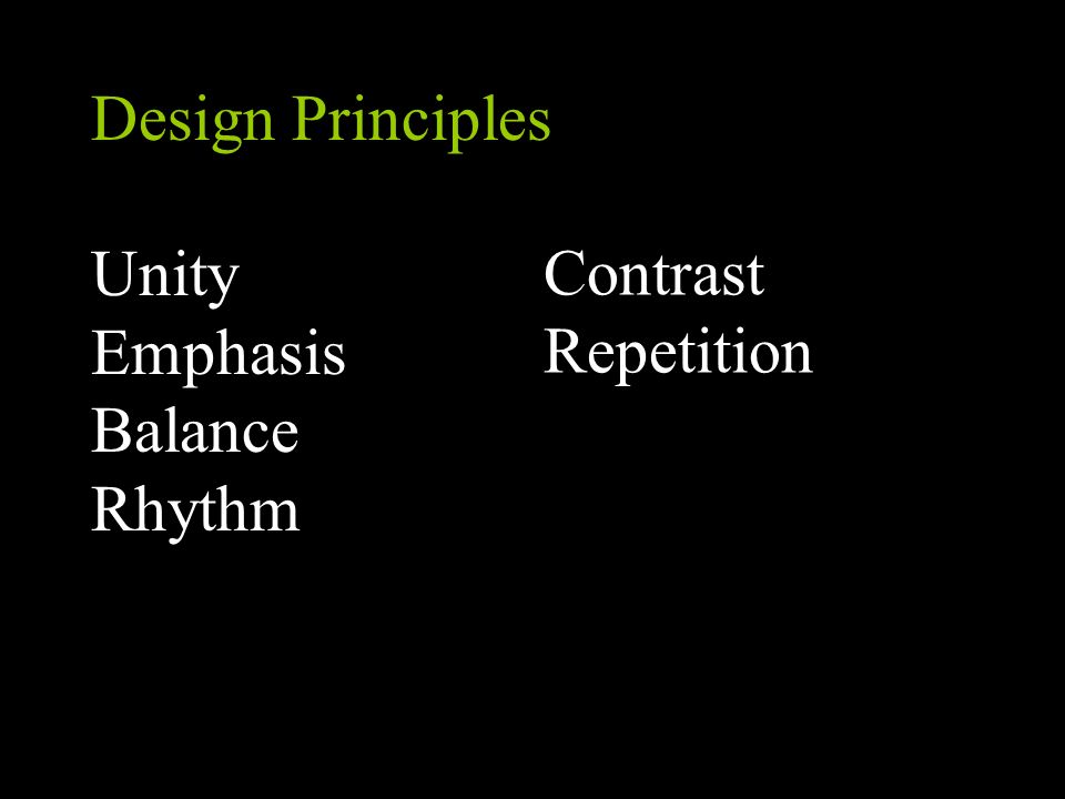 Design Principles Unity Emphasis Balance Rhythm Contrast Repetition