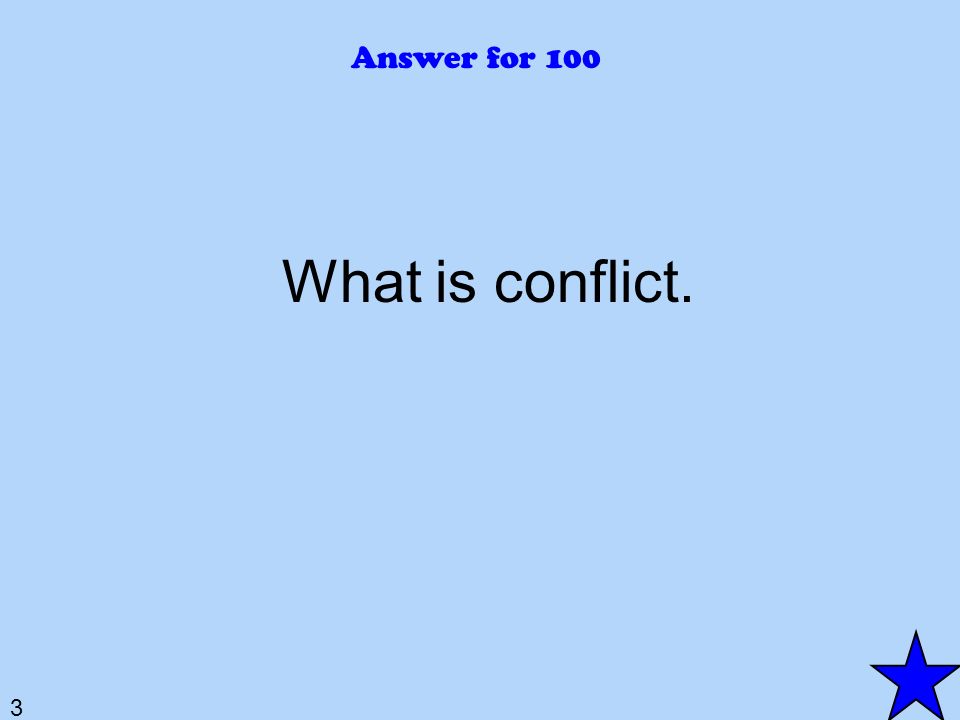 3 Answer for 100 What is conflict.