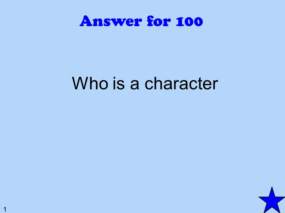 1 Answer for 100 Who is a character