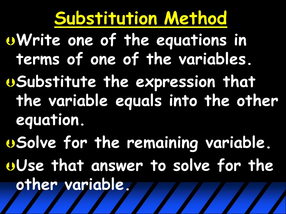 Solving Systems of Equations Algebraically (3.2) Systems of equations can be solved using algebra techniques.