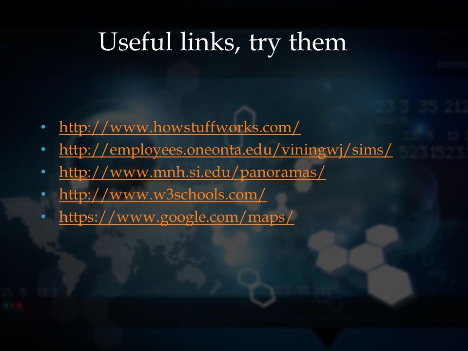Useful links, try them
