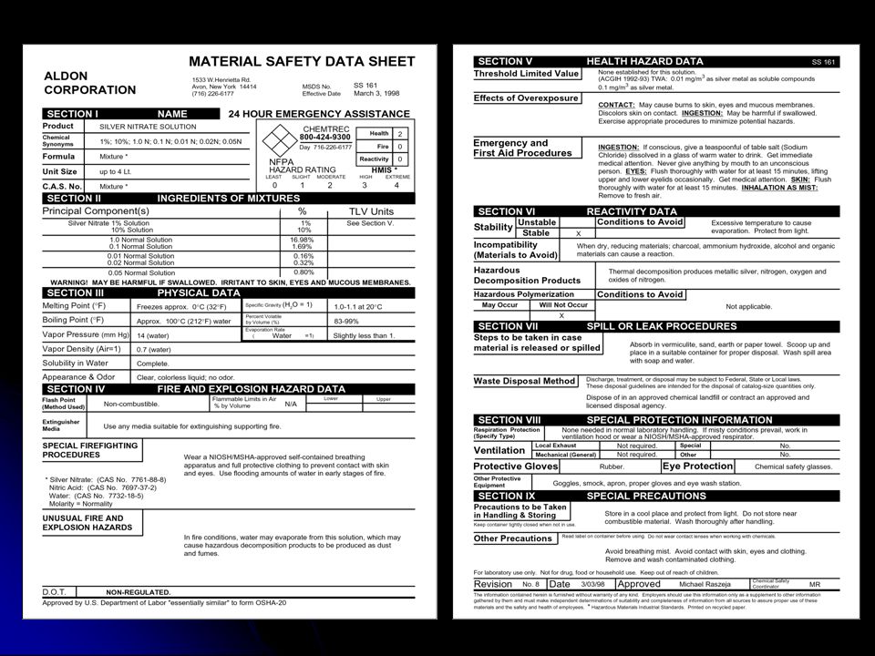 Material Safety Data Sheets Interpreting And Understanding Information On A Msds Ppt Download