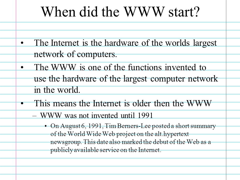 Quando a internet começou para o público?