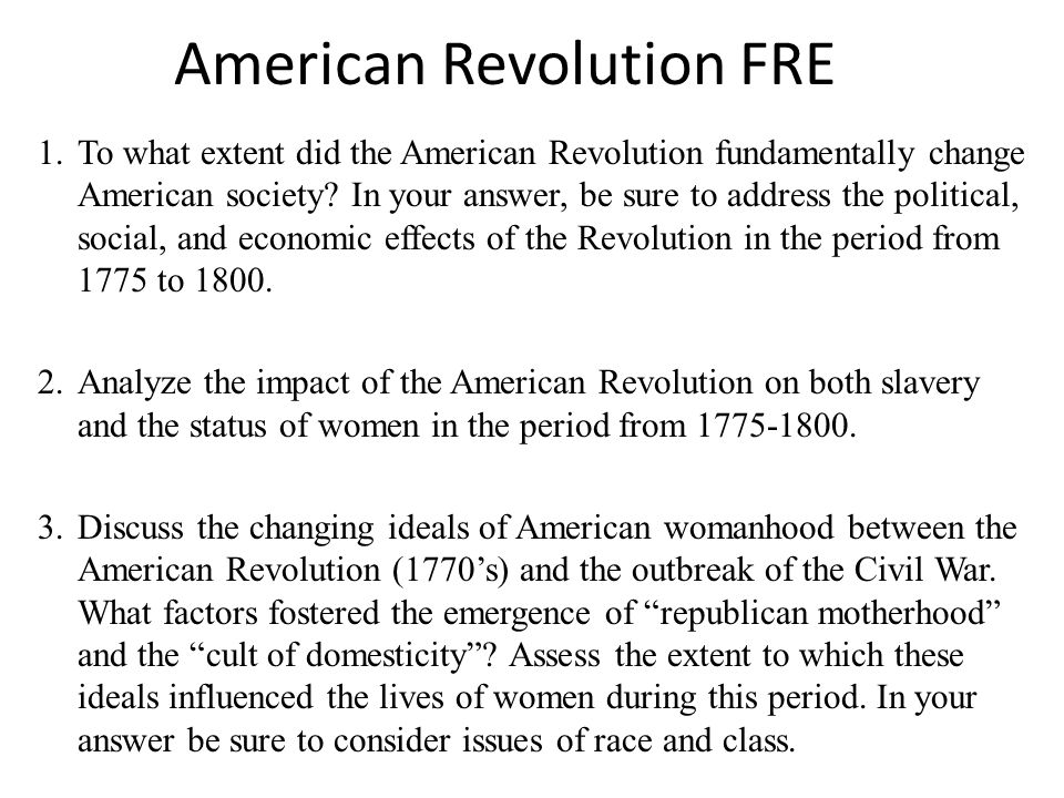 social impact of american revolution