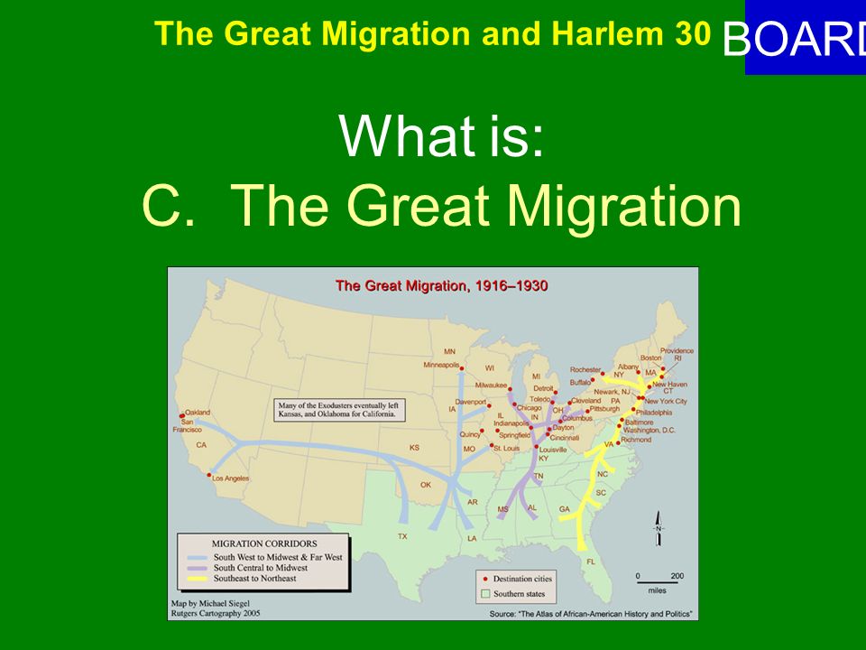 The Great Migration & Harlem Renaissance 30 ANSWER What do the following pictures represent.