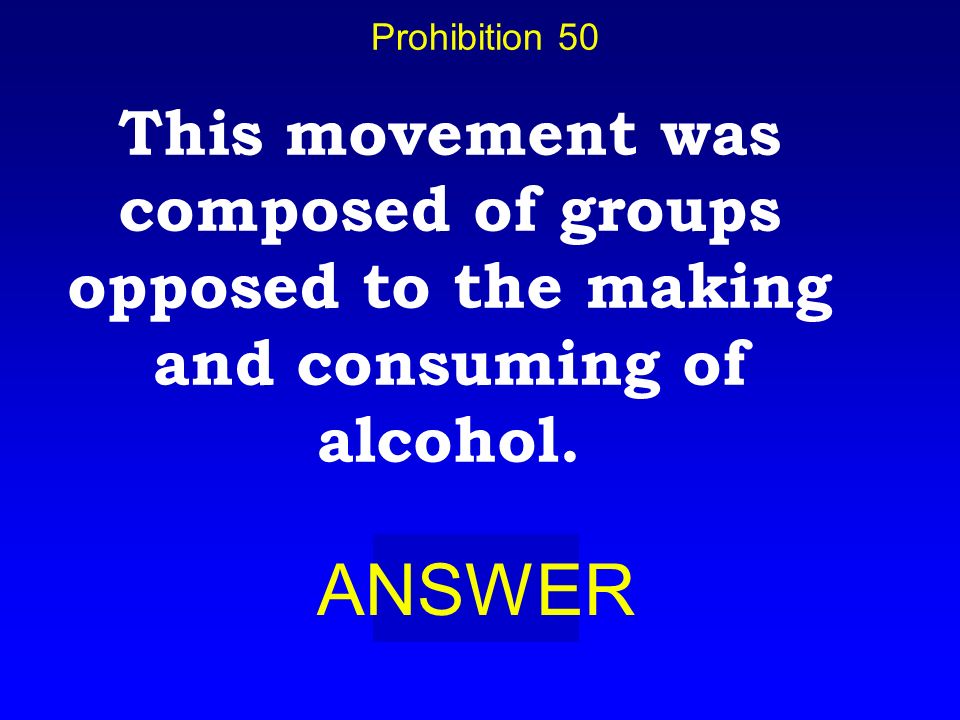 Prohibition 40 BOARD What is: The Prohibition Amendment