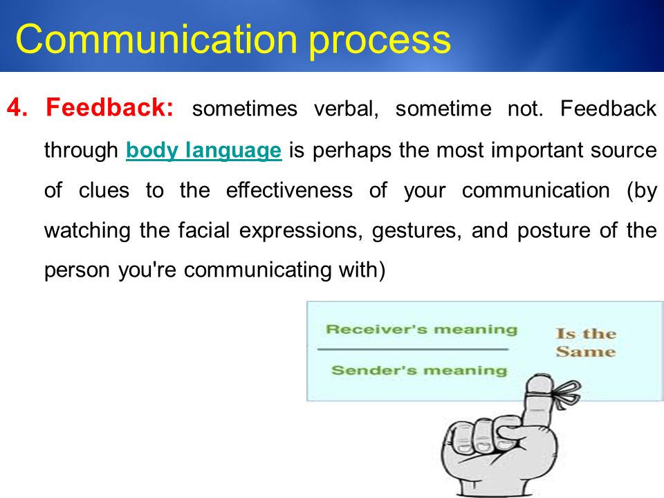 Medic-Unity ® Communication process Feedback: sometimes verbal, sometime not.