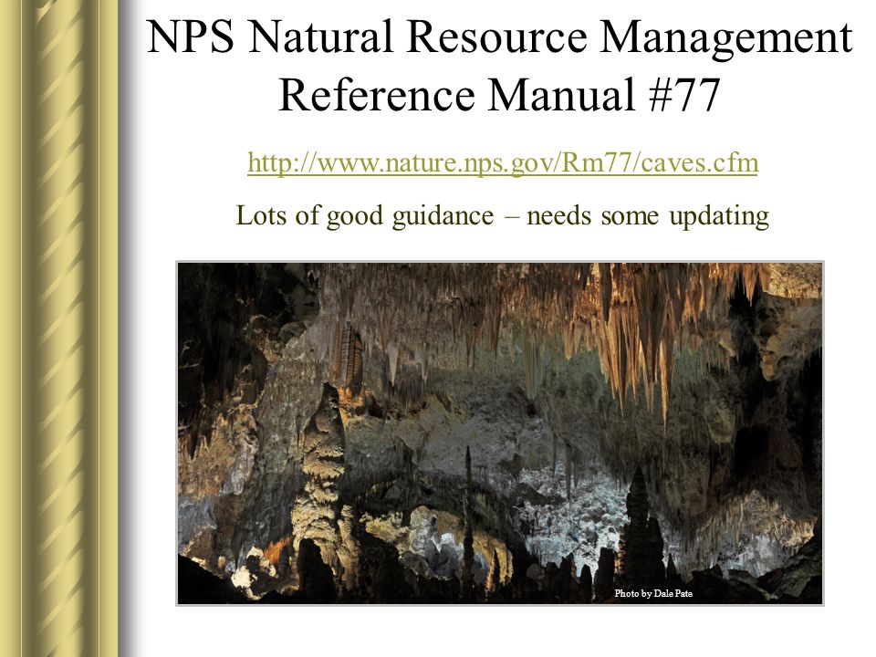 NPS Natural Resource Management Reference Manual #77   Lots of good guidance – needs some updating Photo by Dale Pate