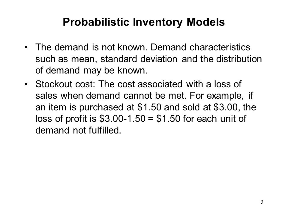 1 inventory models outline deterministic models the economic order deterministic models