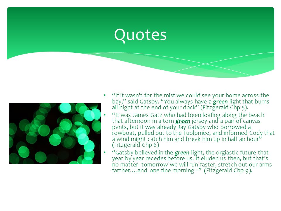 the great gatsby quotes about the green light
