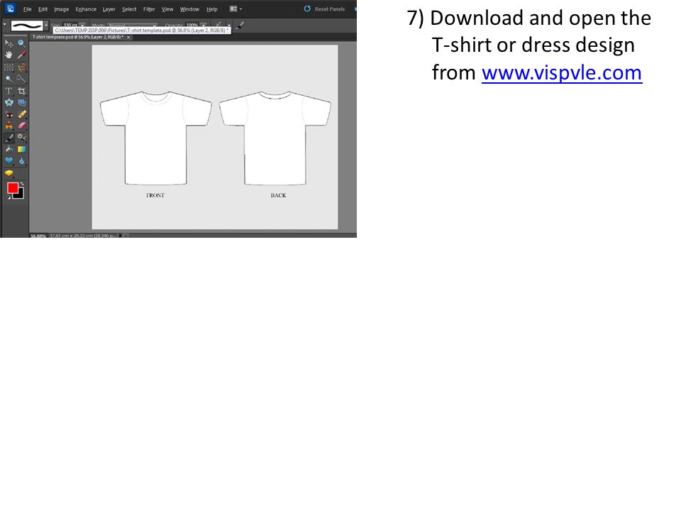 7) Download and open the T-shirt or dress design from