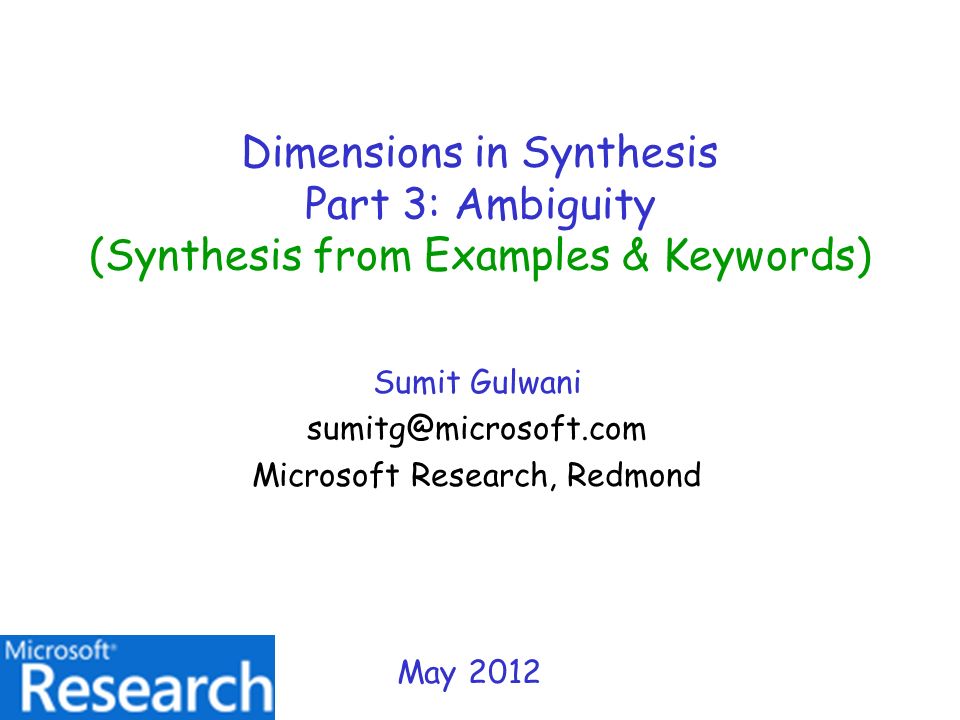 dimensions in synthesis part 3 ambiguity synthesis from examples