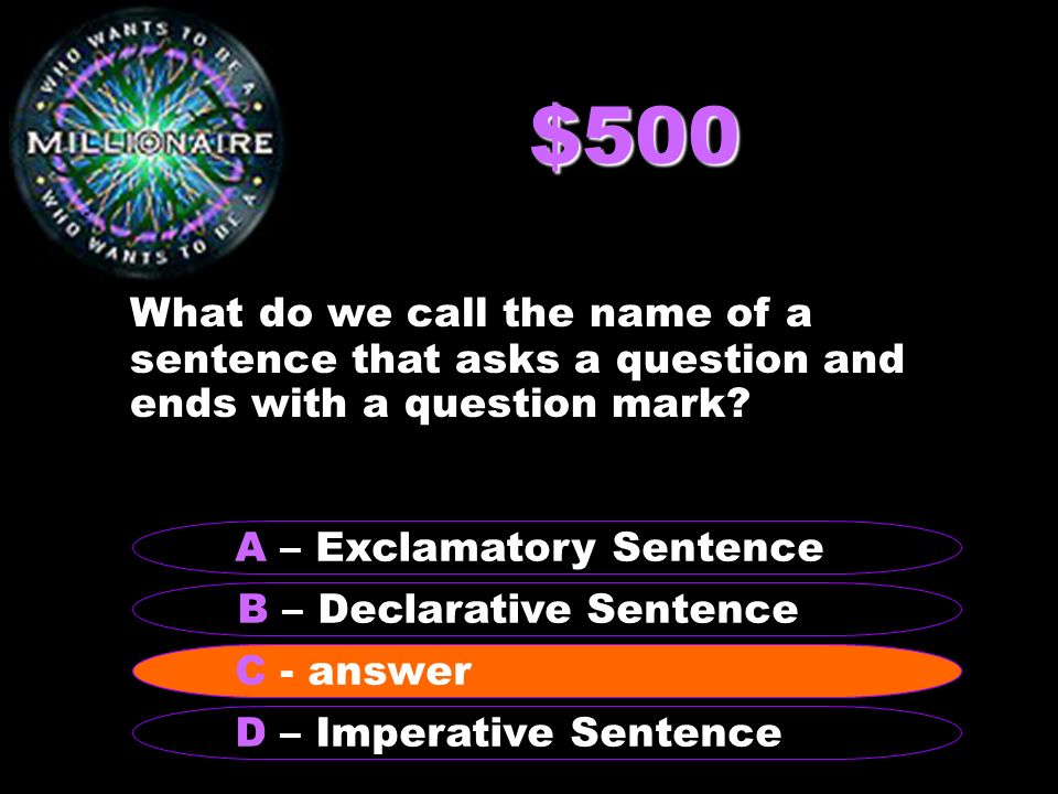 $200 What is the name of a sentence that shows strong feeling and ends with an exclamation mark.