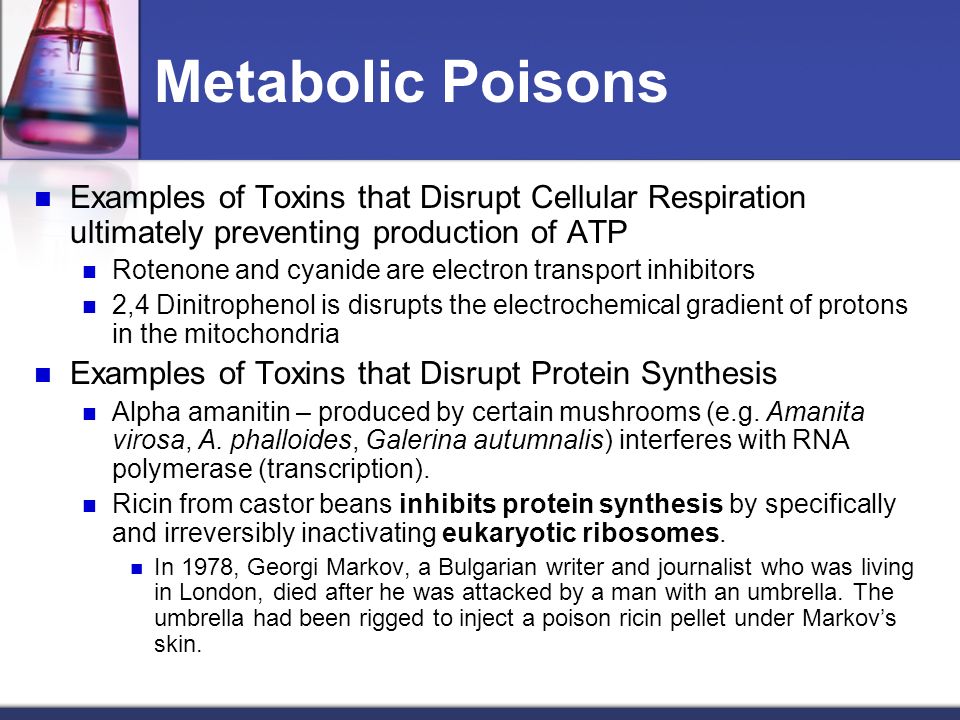 examples of toxins metabolic