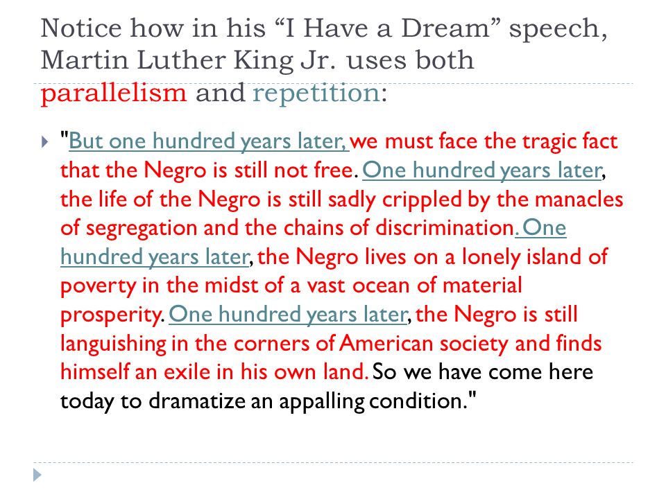parallelism in i have a dream speech