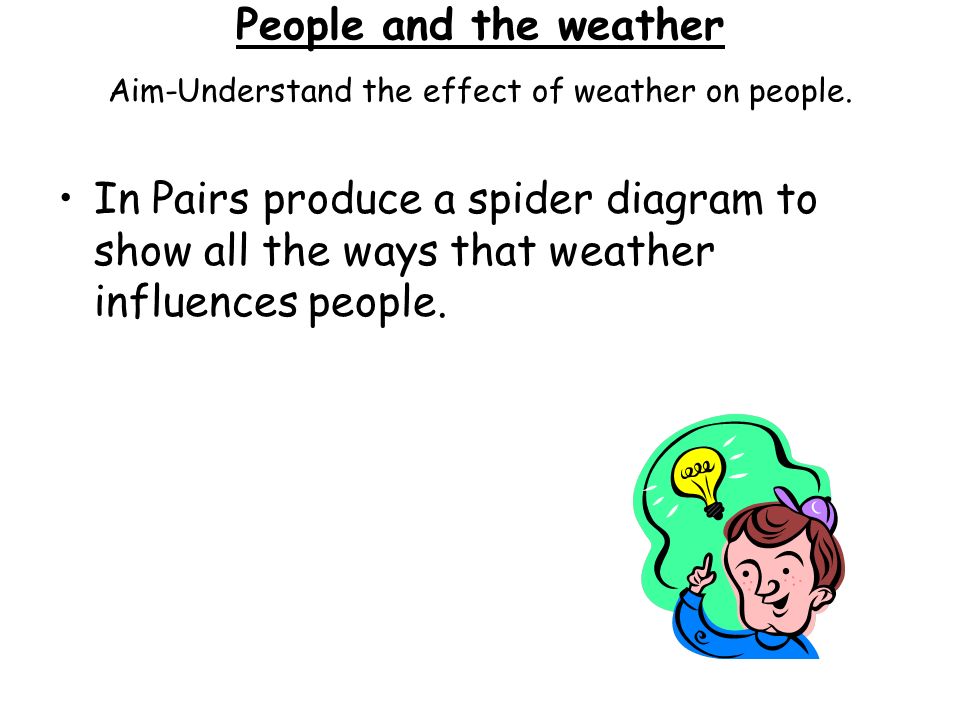 People and the weather Aim-Understand the effect of weather on people.