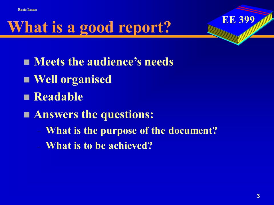EE What is a good report.