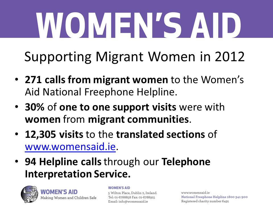Supporting Migrant Women in calls from migrant women to the Women’s Aid National Freephone Helpline.