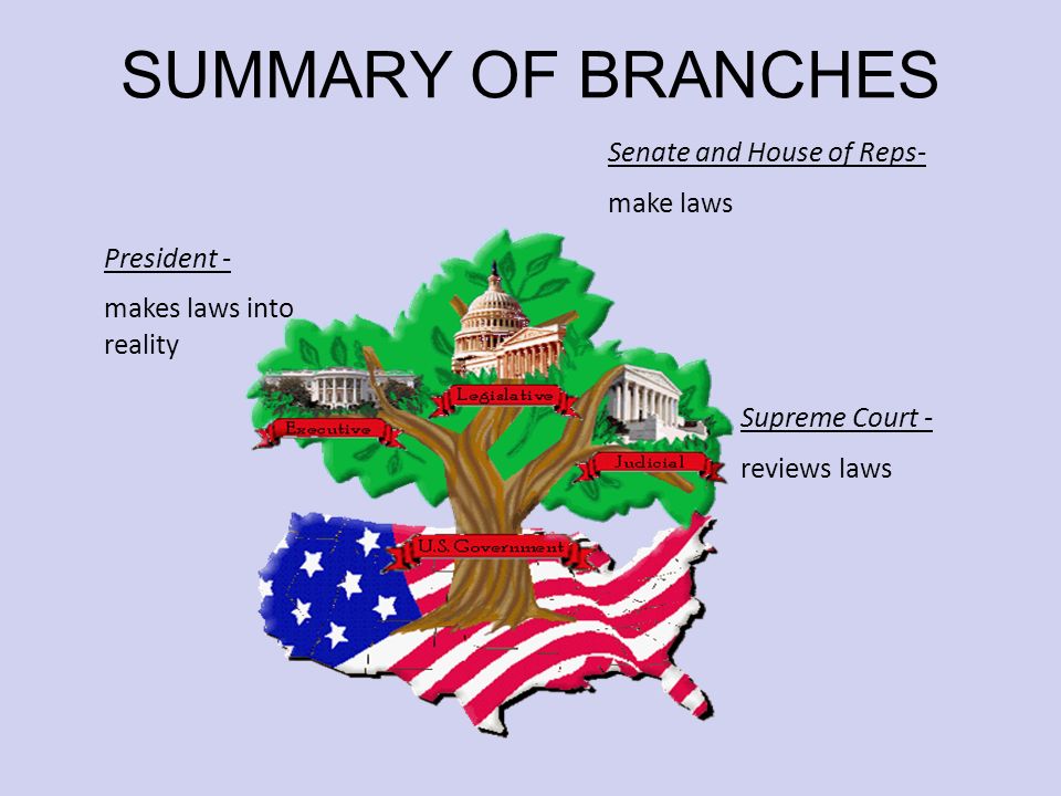 Judicial Branch Division of government made up of courts; in charge of the court system; interprets laws, punishes criminals and settles disputes