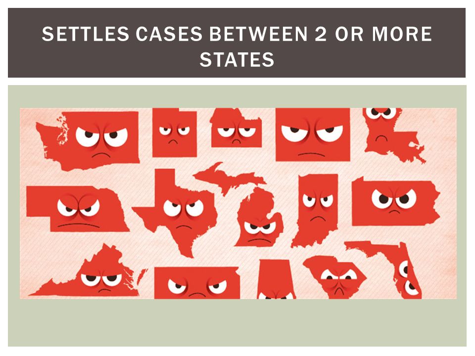 SETTLES CASES BETWEEN 2 OR MORE STATES