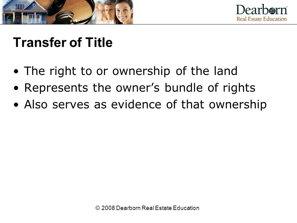 Modern real estate practice in illinois chapter 12 transfer of title