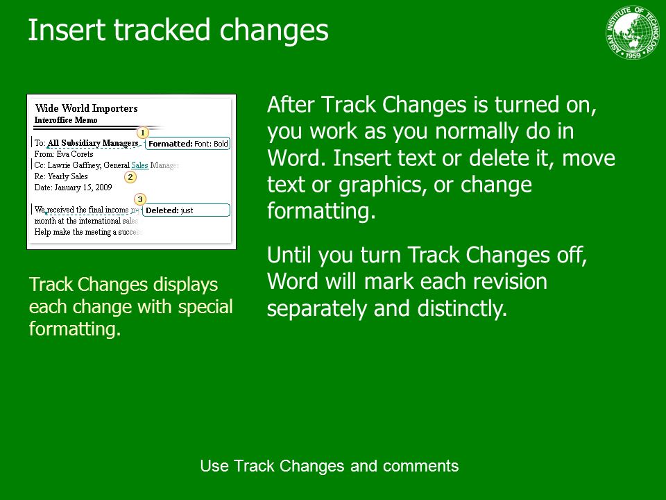 how to turn off formatting in word trak changes