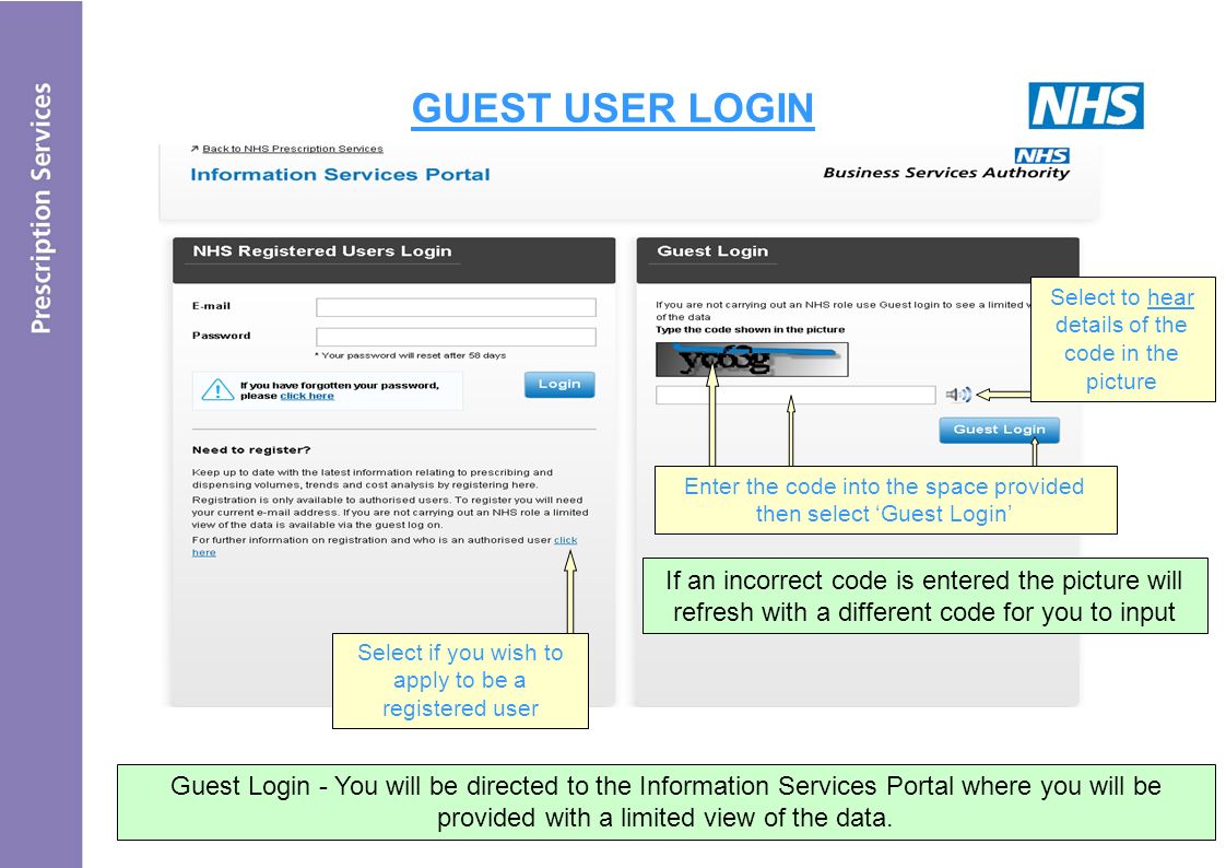 GUEST USER LOGIN Guest Login - You will be directed to the Information Services Portal where you will be provided with a limited view of the data.