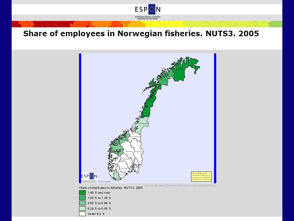 Share of employees in Norwegian fisheries. NUTS