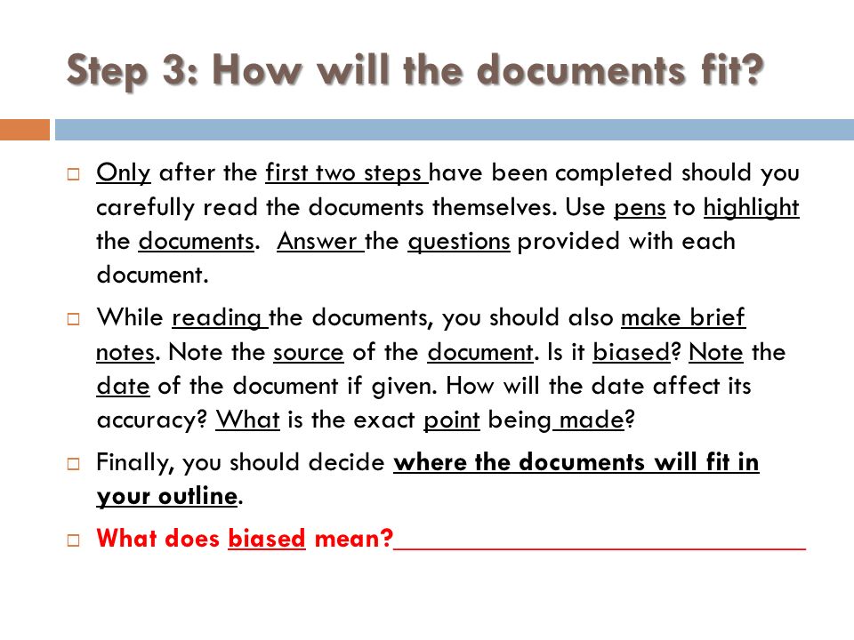 Step 3: How will the documents fit.