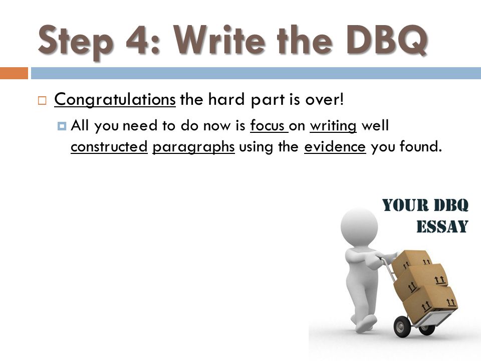 Step 4: Write the DBQ  Congratulations the hard part is over.