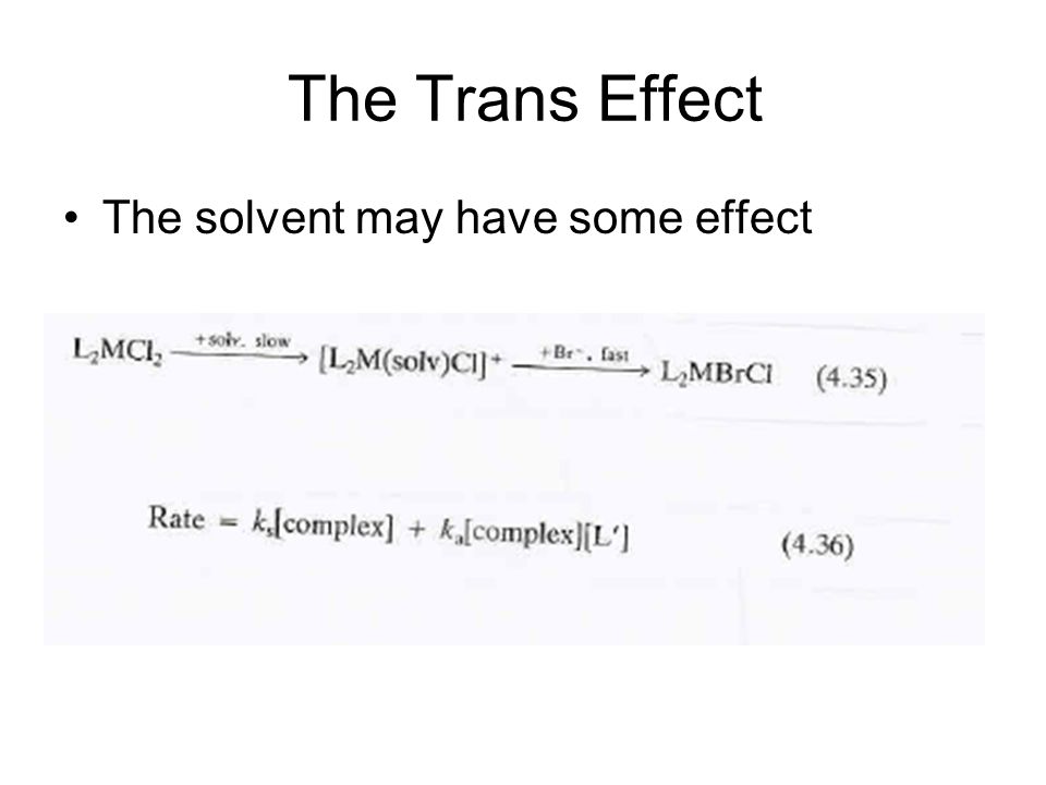 The Trans Effect The solvent may have some effect