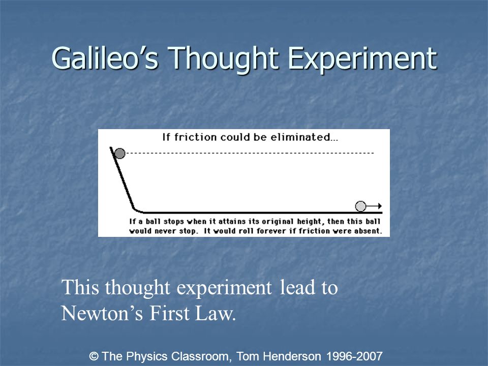 Galileo’s Thought Experiment © The Physics Classroom, Tom Henderson