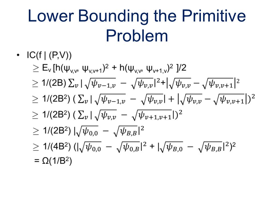 Lower Bounding the Primitive Problem