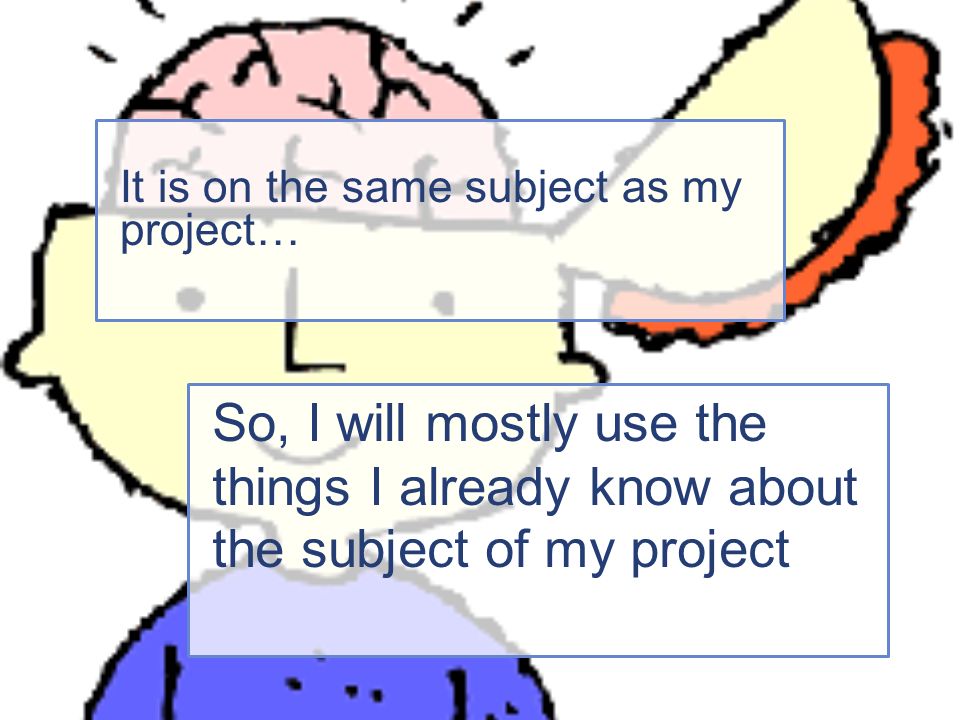 So, I will mostly use the things I already know about the subject of my project It is on the same subject as my project…
